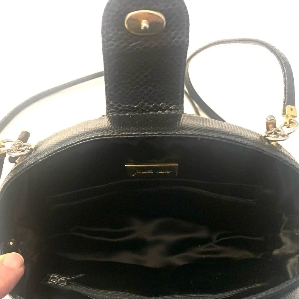 JUDITH LEIBER Vintage Lizard Mini Crossbody Bag and Clutch , Black